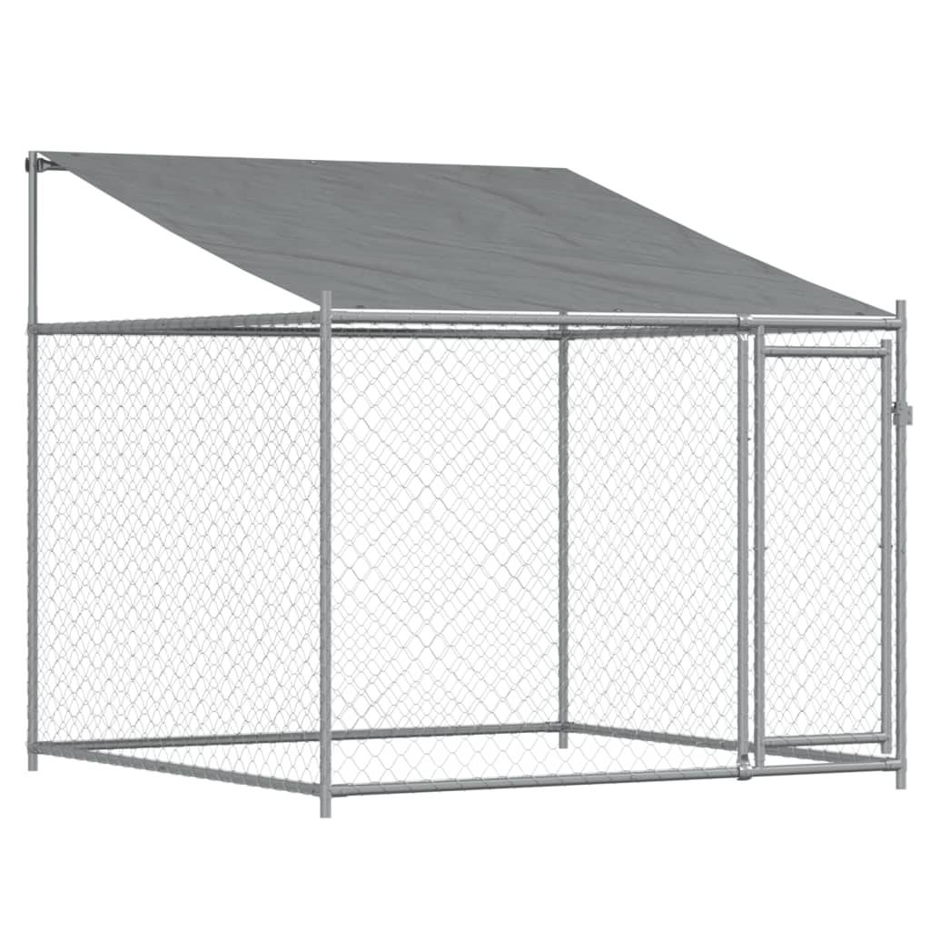 Cage pour chien - Cage extérieur/intérieur avec toit et porte gris 4x2x2 m acier galvanisé - Image 7