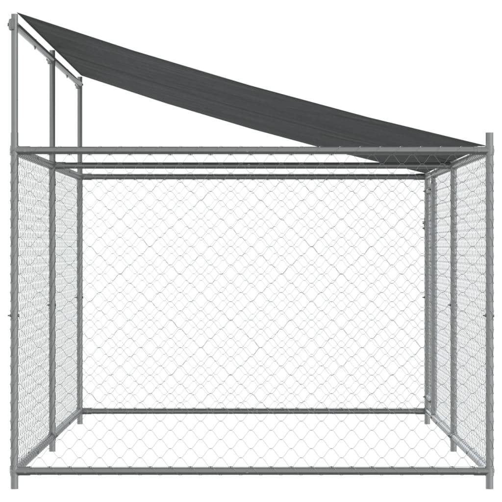 Cage pour chien - Cage extérieur/intérieur avec toit et porte gris 4x2x2 m acier galvanisé - Image 5