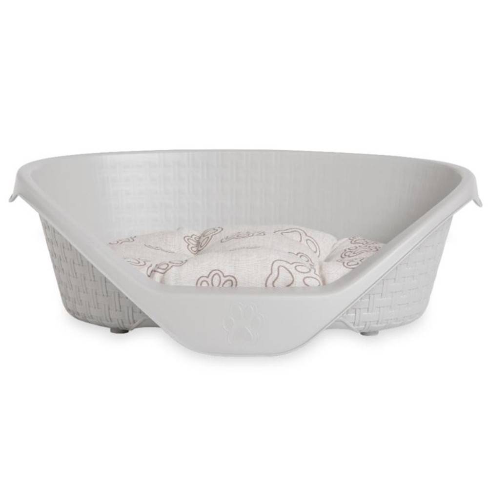 Bama - Panier aspect rotin 110 x 77,5 x H 36,5 cm  gamme Nido gris clair  pour chien - Image 1