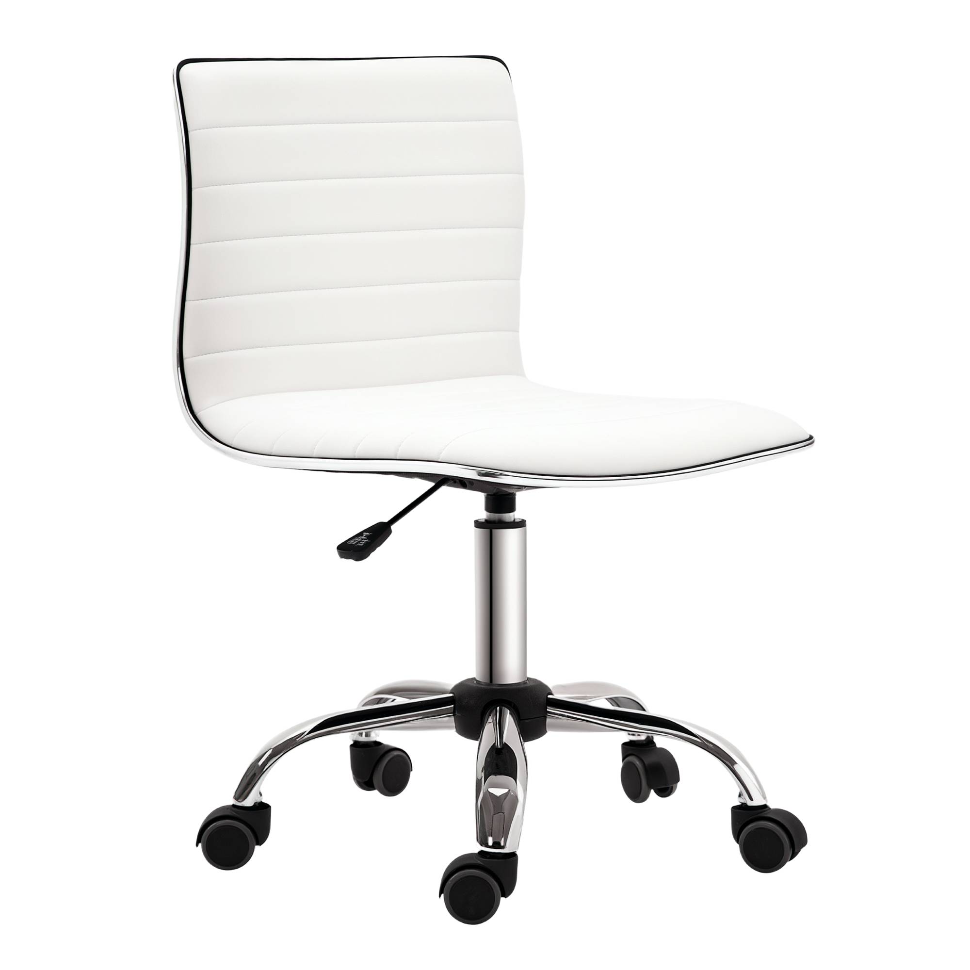 Sans Marque - Chaise bureau sans accoudoirs, fauteuil de bureau, hauteur réglable, assise et dossier rembourrés, 48x52x78-90cm, blanc - Image 1