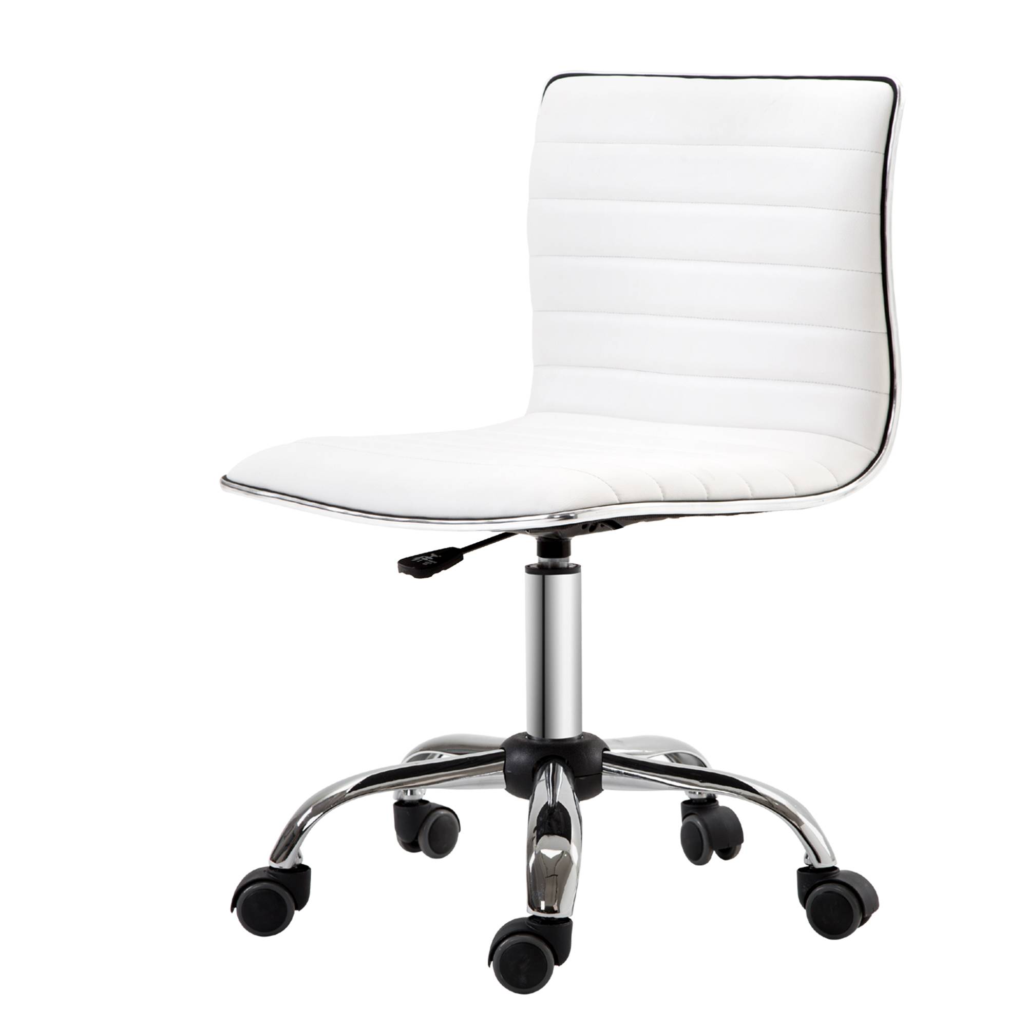 Sans Marque - Chaise bureau sans accoudoirs, fauteuil de bureau, hauteur réglable, assise et dossier rembourrés, 48x52x78-90cm, blanc - Image 2