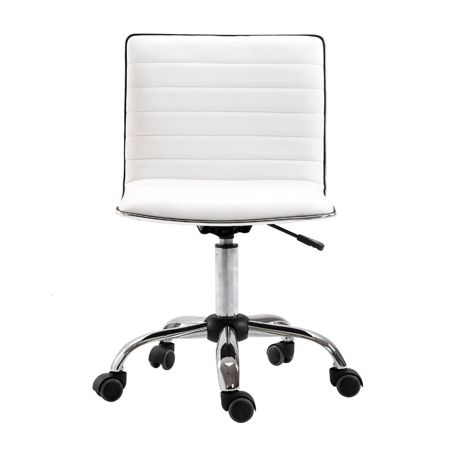 Sans Marque - Chaise bureau sans accoudoirs, fauteuil de bureau, hauteur réglable, assise et dossier rembourrés, 48x52x78-90cm, blanc - Image 9