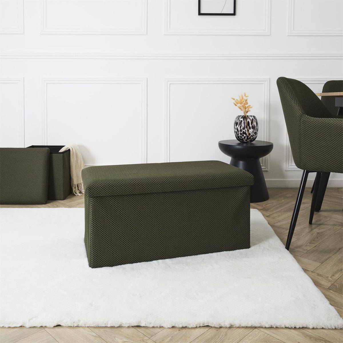 ALTOBUY - Banc coffre pliable en tissu texturé maille 3D noir - ELECTRON - Image 2