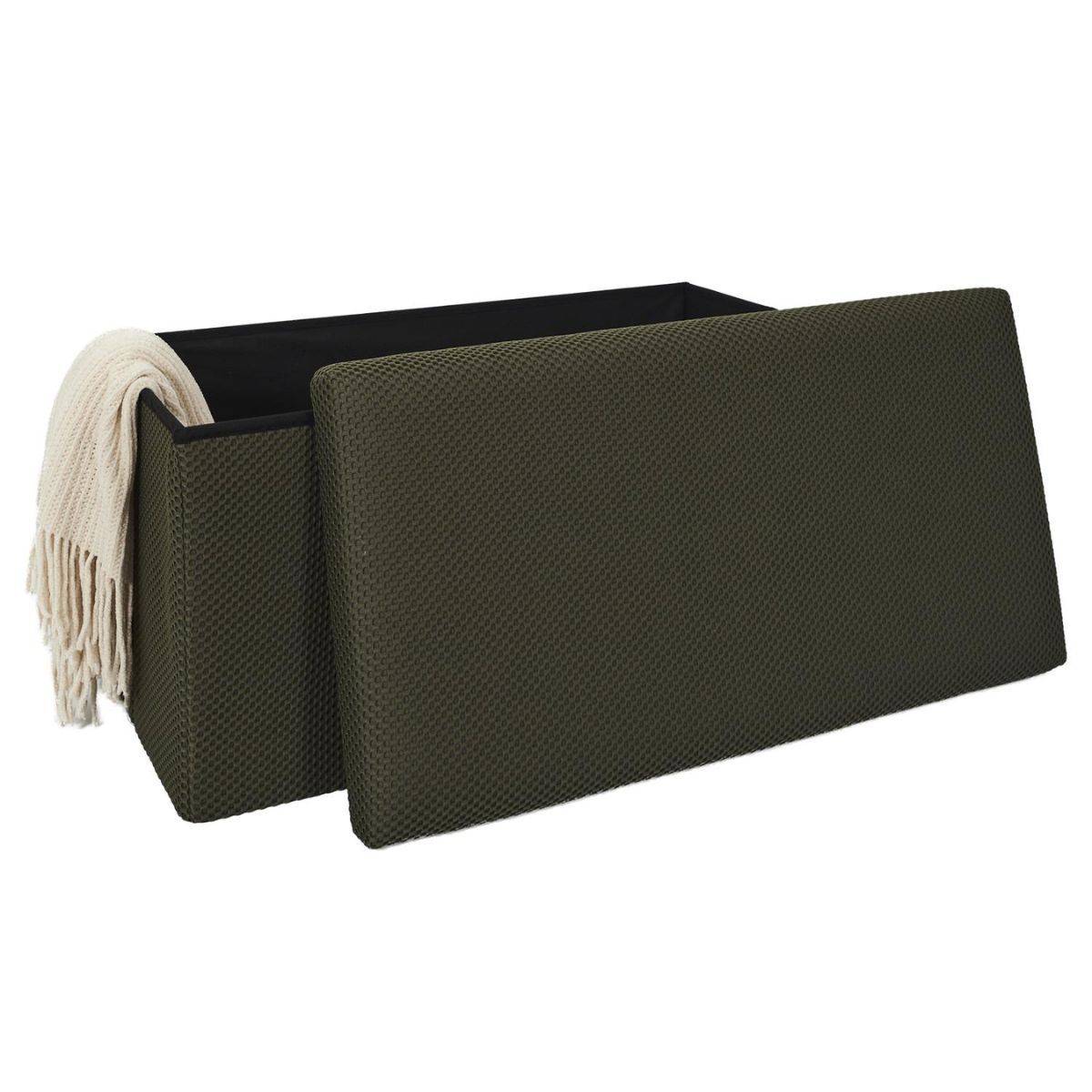 ALTOBUY - Banc coffre pliable en tissu texturé maille 3D noir - ELECTRON - Image 5