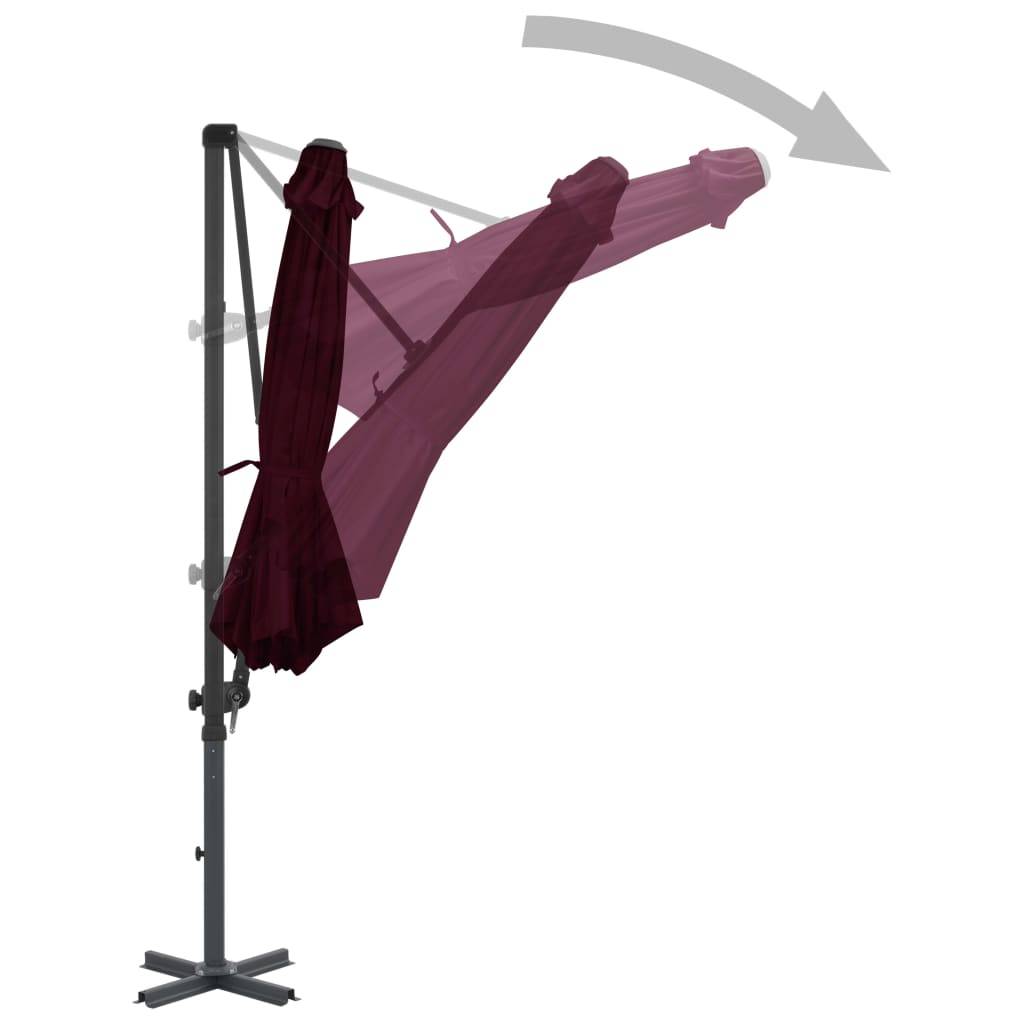 Helloshop26 - Parasol déporté avec mât en aluminium 300 cm rouge bordeaux - Image 3