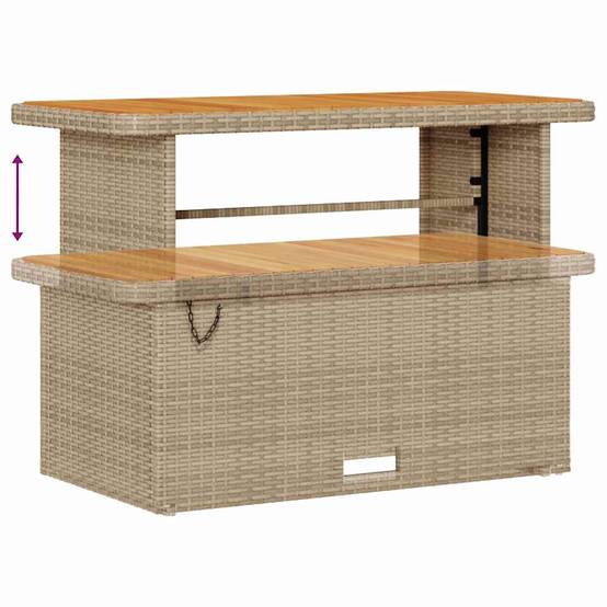 ComfortXL - Salon de jardin 8 places en polyrotin et bois d'acacia avec poufs pour terrasse Beige – ComfortXL Outdoor Living - Image 9