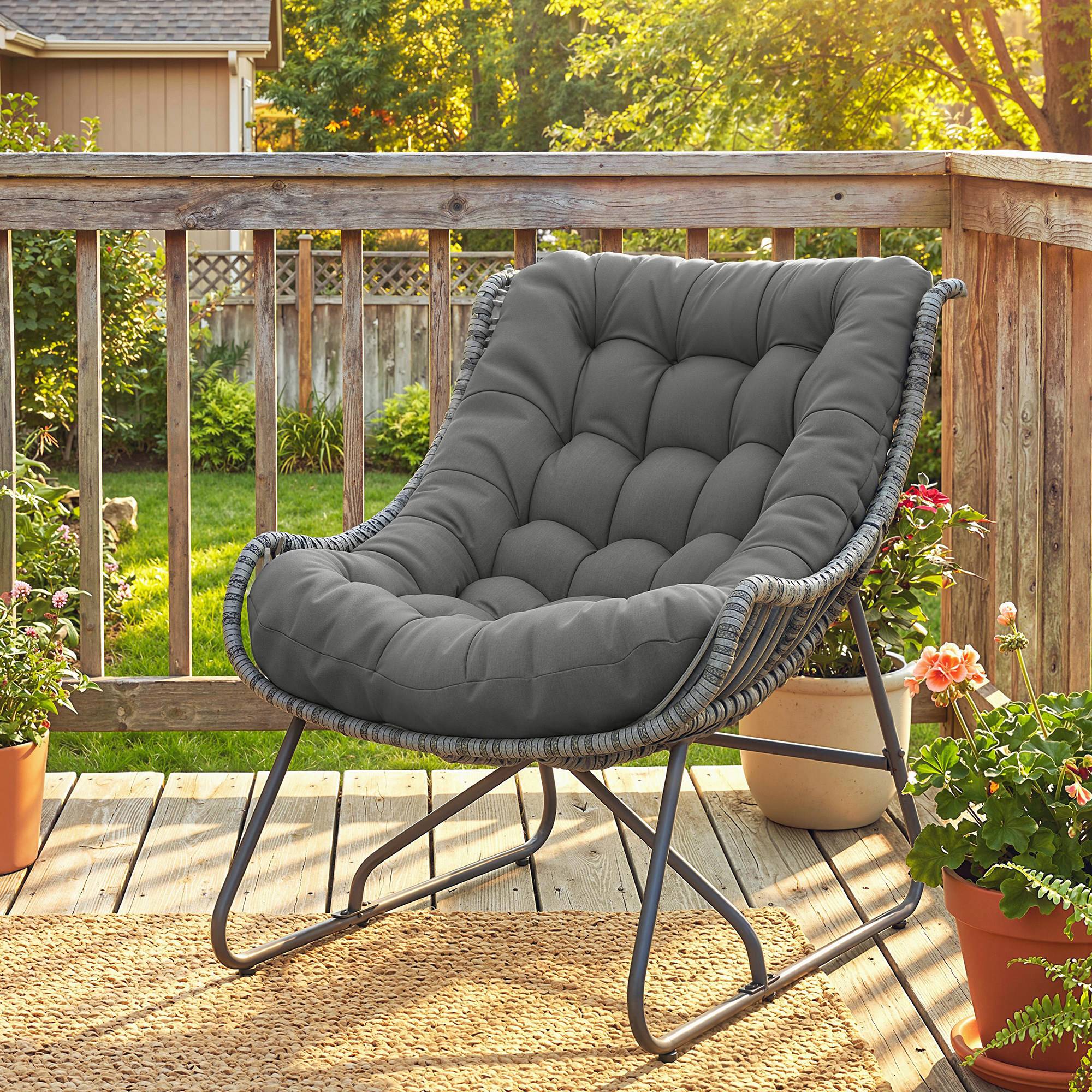 Fauteuil de jardin résine tressée naturel 101 x 75 x 90 cm - PANGIVO - Image 4