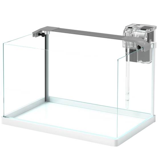 Aquarium panoramique verre 20L filtre cascade éclairage LED poissons 38x26x27cm blanc - ComfortXL Outdoor Living - Image 2