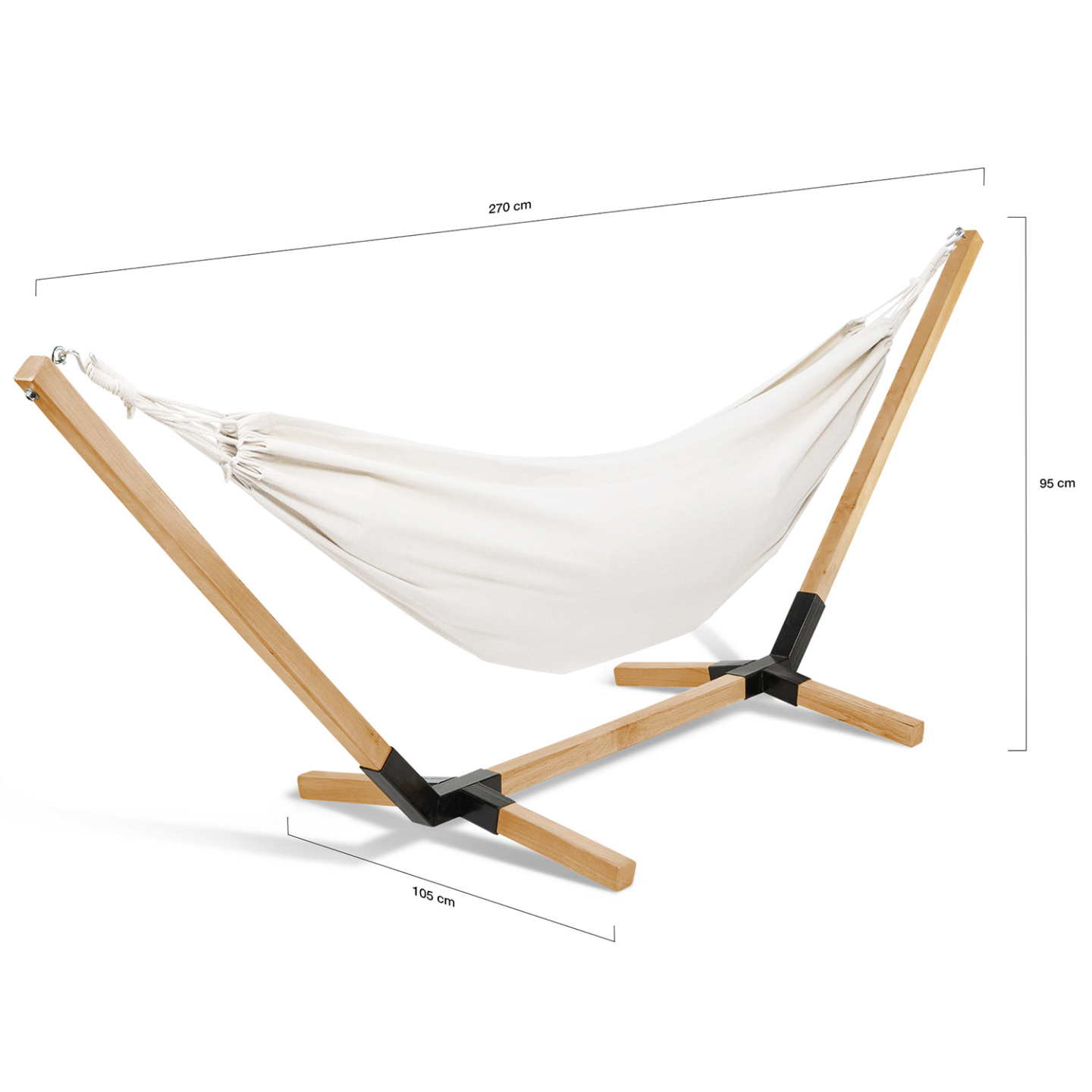 IDMARKET - Hamac avec support bois et toile écrue TAHITI - Image 3