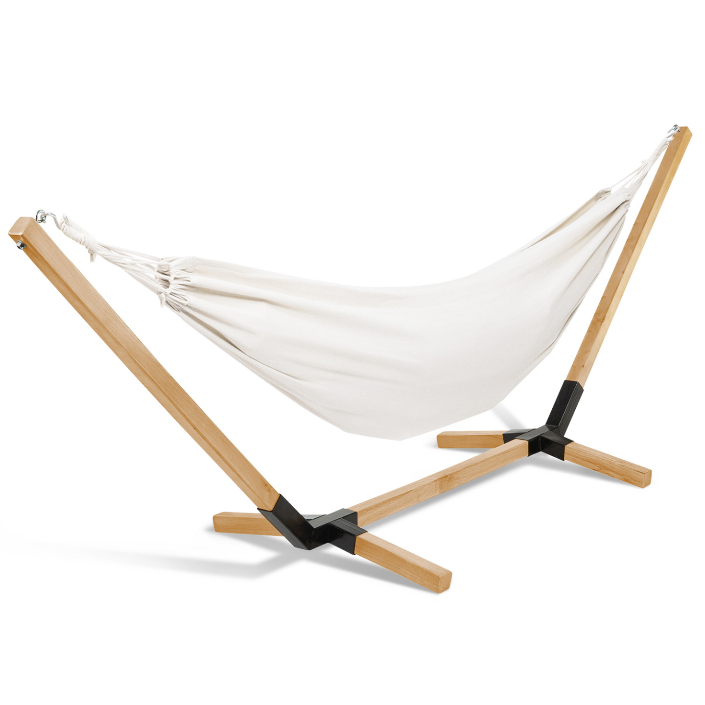 IDMARKET - Hamac avec support bois et toile écrue TAHITI - Image 2