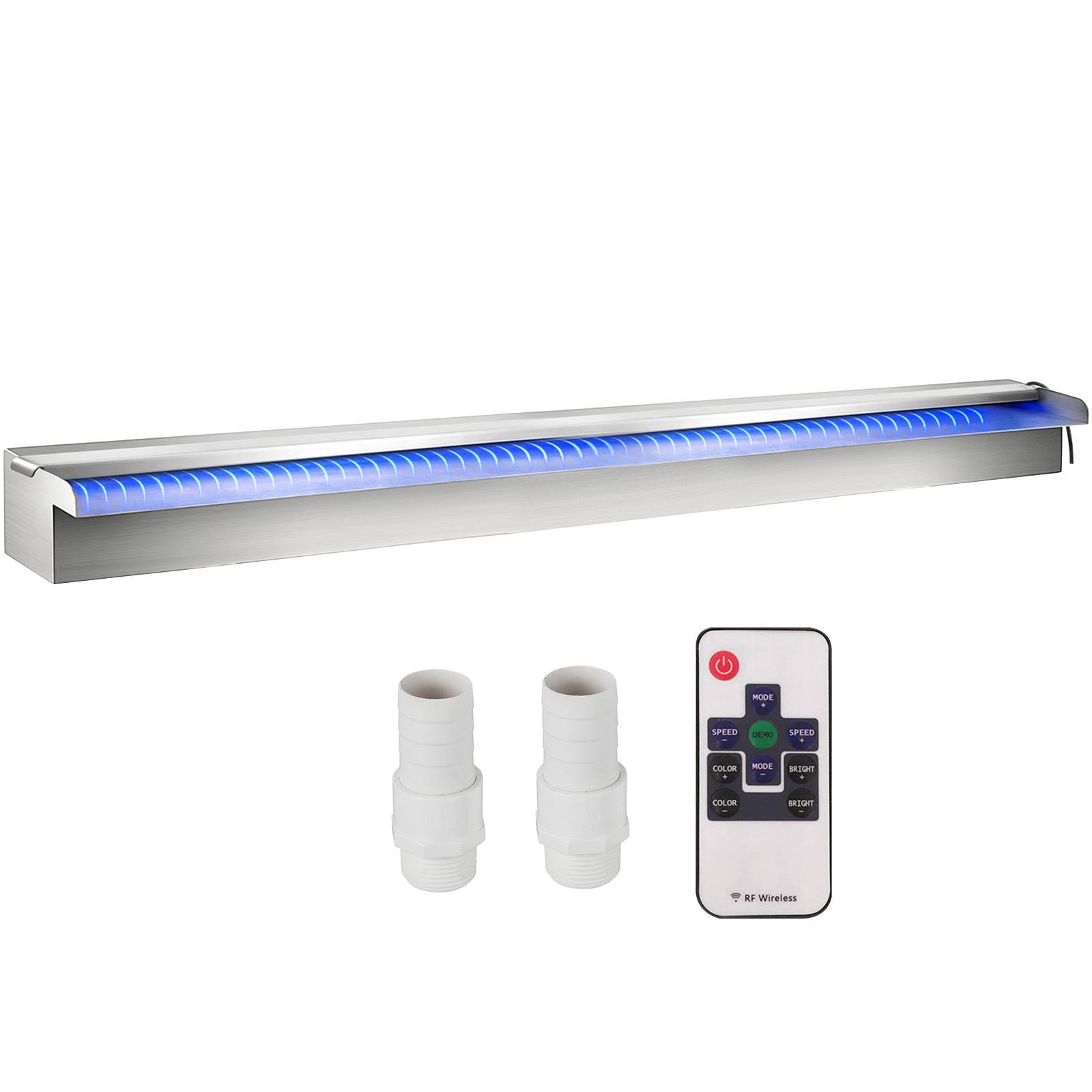 Vevor - VEVOR Déversoir cascade piscine inox 90x11.5x8cm LED, télécommande, anti-corrosion, étang/jardin ext.