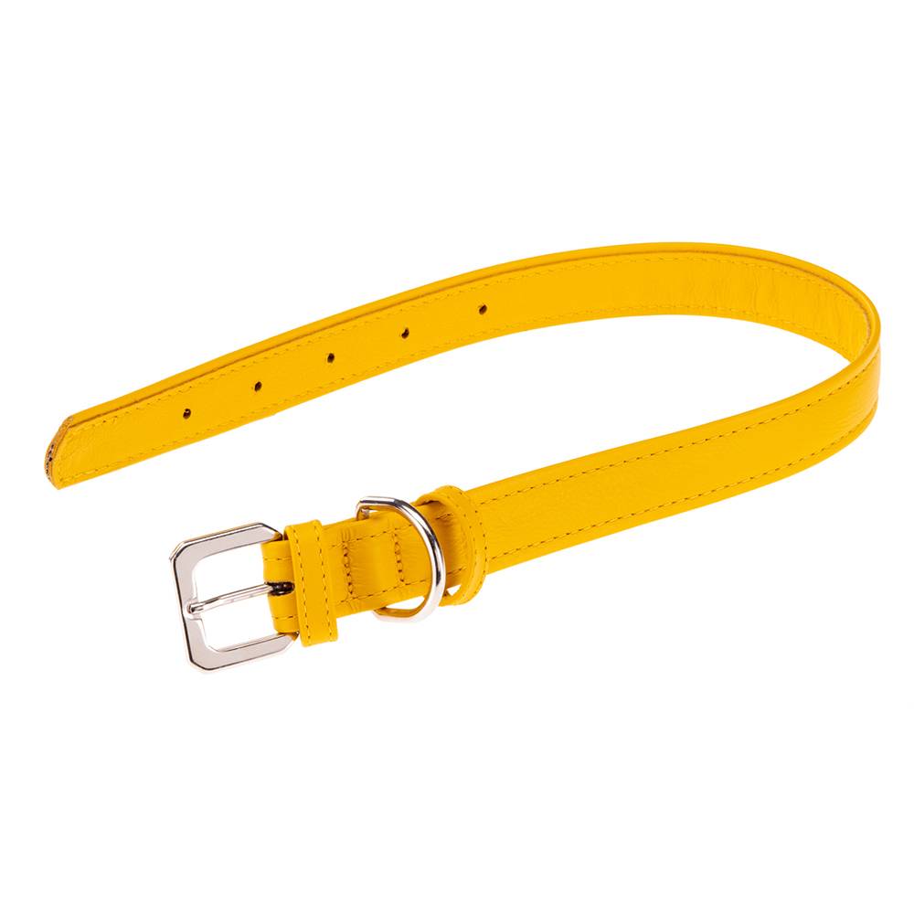 Ferplast - Collier pour Chiens VOGUE CF25/49, Cuir Véritable, Réglable, Boucle en Métal, Jaune - Image 1