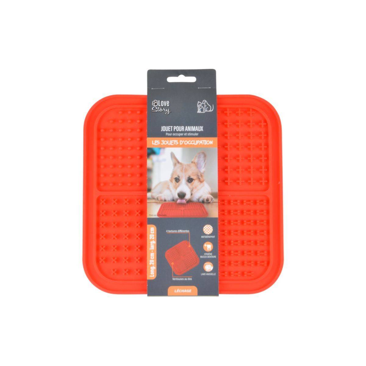 Love Story - Tapis de Léchage Animaux "Silicone" 20cm Rouge - Image 3