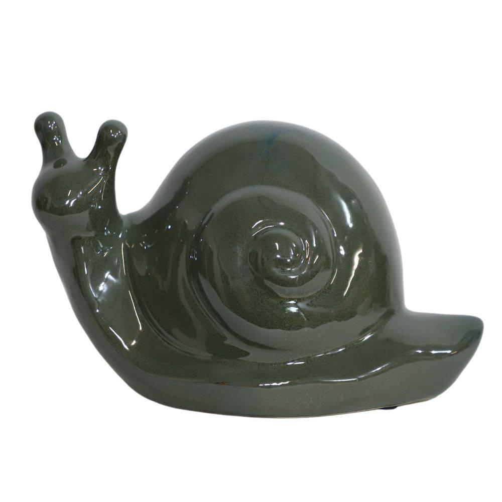 Chemin De Campagne - Escargot en céramique émaillée verte 25 x 14.5 x 15 cm Chemin de campagne - Image 1