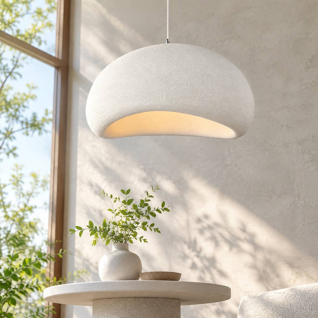 Suspension Nid d Oiseau Style Wabi Sabi Coquillage E27 Artisanal - Image 9