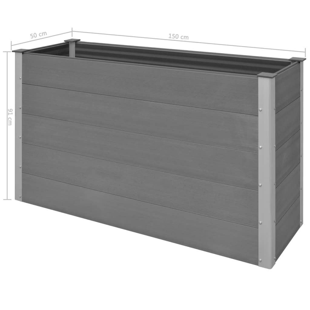Jardinière lit surélevé plantes fleurs jardin WPC 150 x 50 x 91 cm gris - Image 5