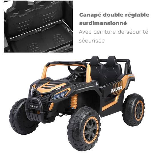 0 - Voiture électrique tout-terrain pour enfants UTV 12V adaptée aux enfants 2-6 km/h - or - Image 2