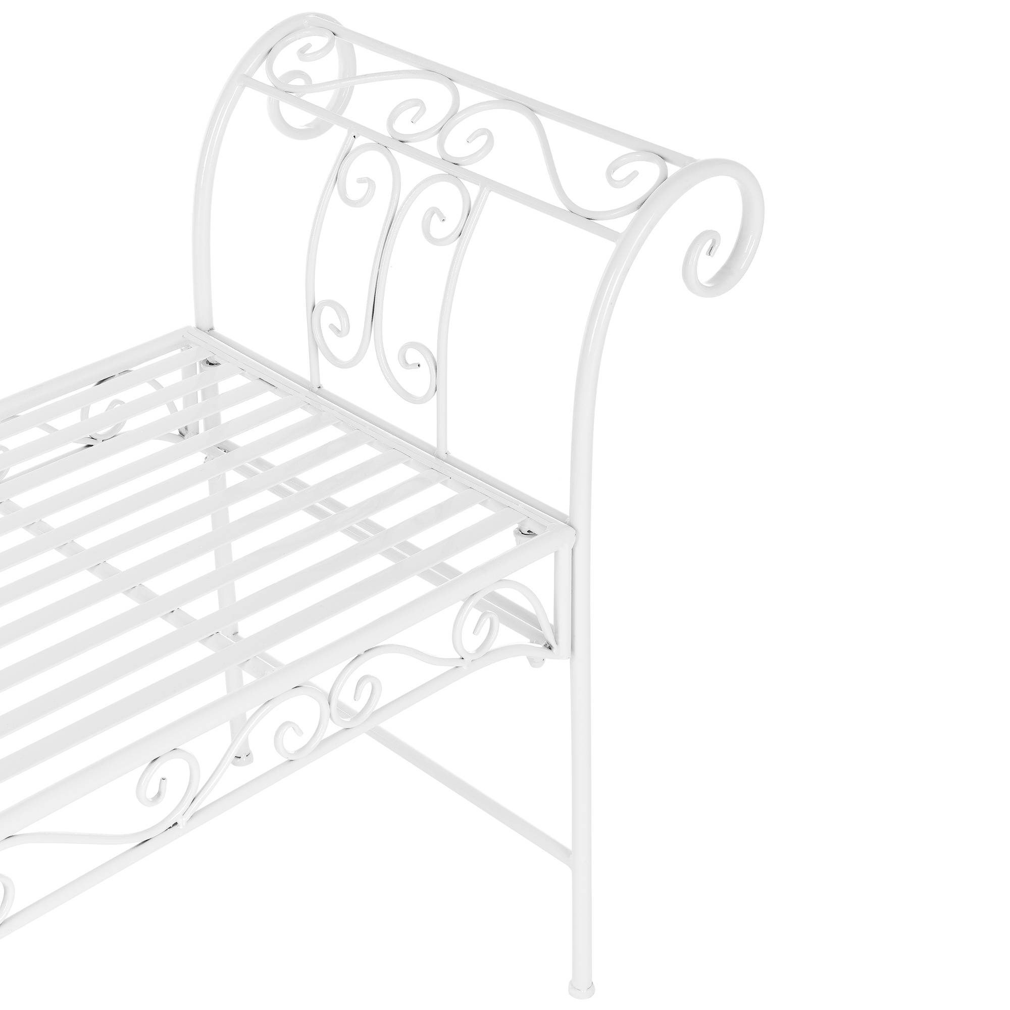 Banc De Jardin Vintage Meuble Design Solide Pour Usage Extérieur Métal 70 X 147 X 46 Cm Blanc [en.casa] - Image 2