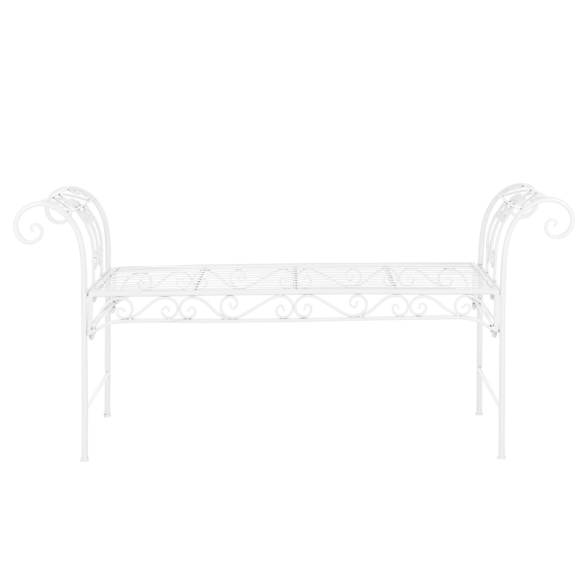 Banc De Jardin Vintage Meuble Design Solide Pour Usage Extérieur Métal 70 X 147 X 46 Cm Blanc [en.casa] - Image 1