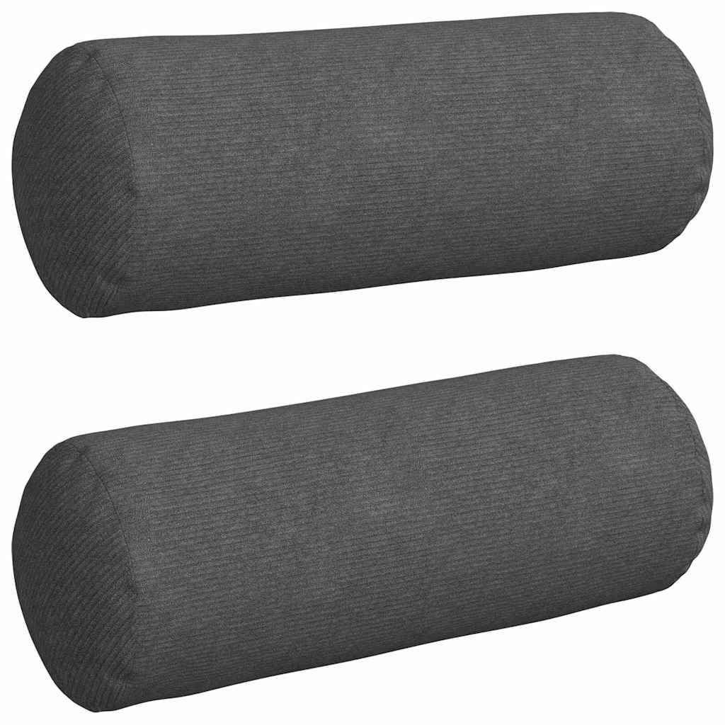 ComfortXL - Lot de 2 Traversins Design Velours Côtelé Housse Amovible pour Salon Chambre Gris Foncé 25x70 cm – ComfortXL Outdoor Living - Image 2