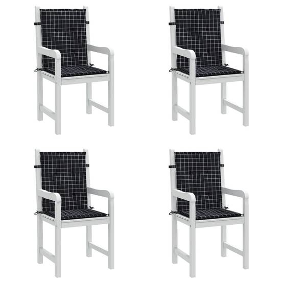 PANGIVO - Coussins de chaise à dossier bas polyester noir à carreaux 100 x 50 x 4 cm - PANGIVO - Image 4
