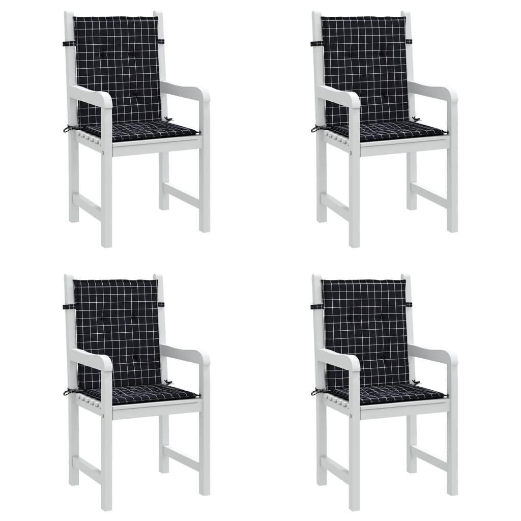 PANGIVO - Coussins de chaise à dossier bas polyester noir à carreaux 100 x 50 x 4 cm - PANGIVO - Image 4