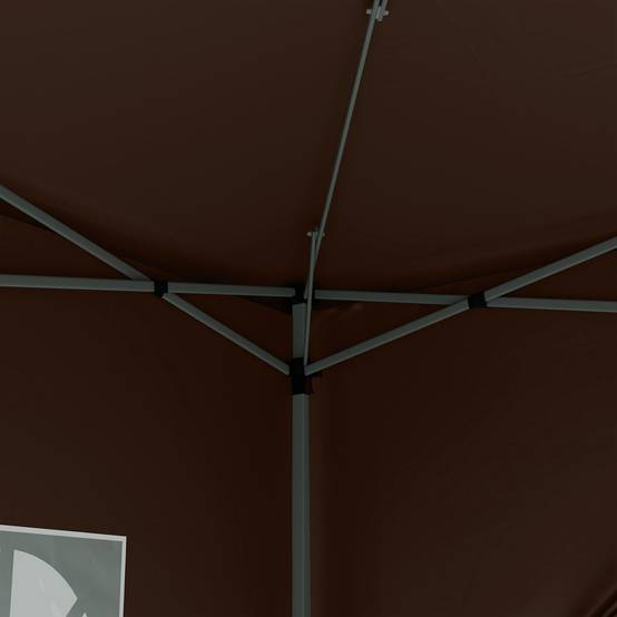 Kiosque pop-up env.3x3 m couleur café anti-UV50+ hivernal, 4 panneaux latéraux et sac jardin camping - Image 7
