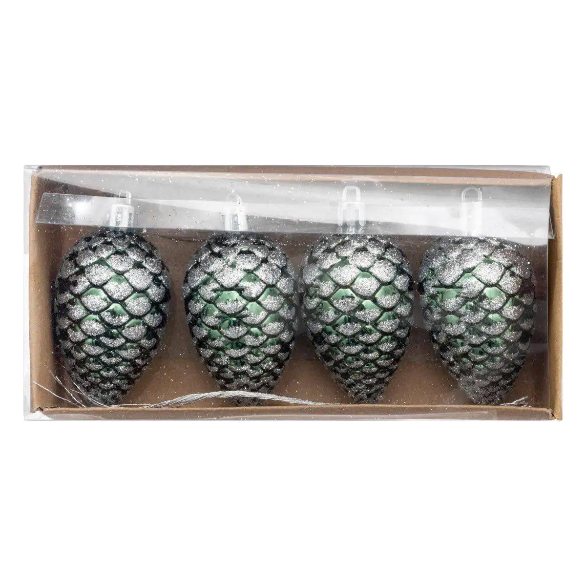 Atmosphera - Lot de 4 Sujets de Noël "Pommes de Pin" 7cm Vert - Image 3