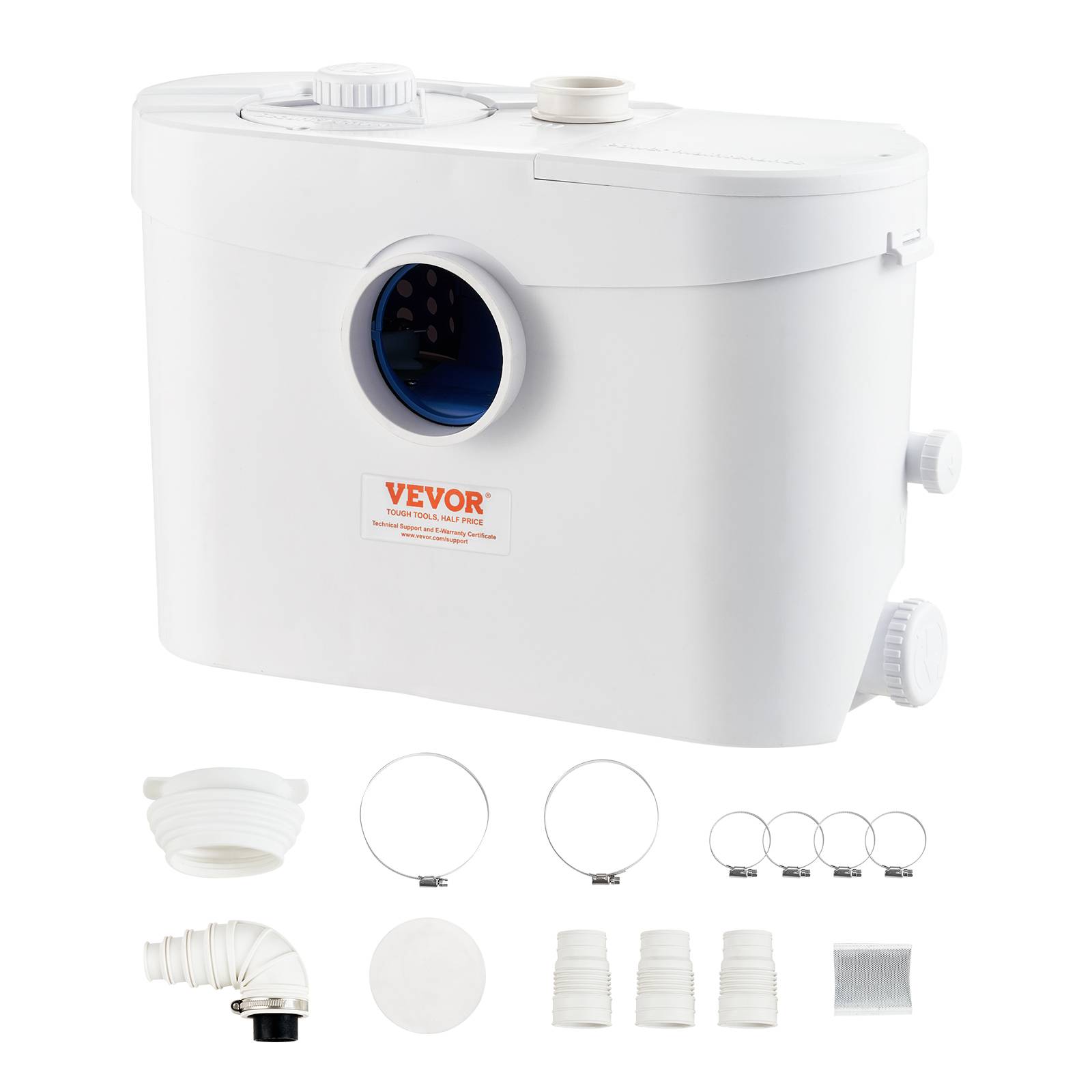 VEVOR Pompe macératrice 700W, 3 entrées eau, 9600 L/h, relevage 10 m, eaux usées toilettes/cave. - Image 1