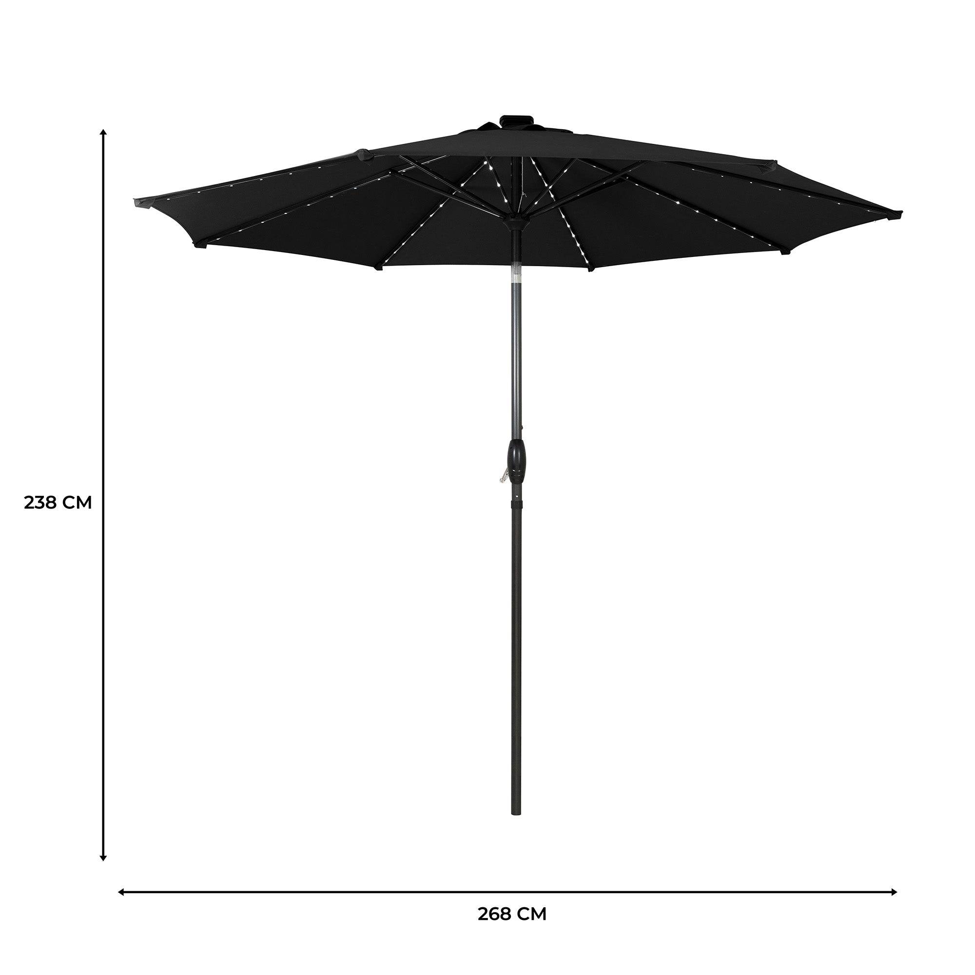 Monstershop - Parasol Inclinable à LED 2,7 m - Noir - Image 5