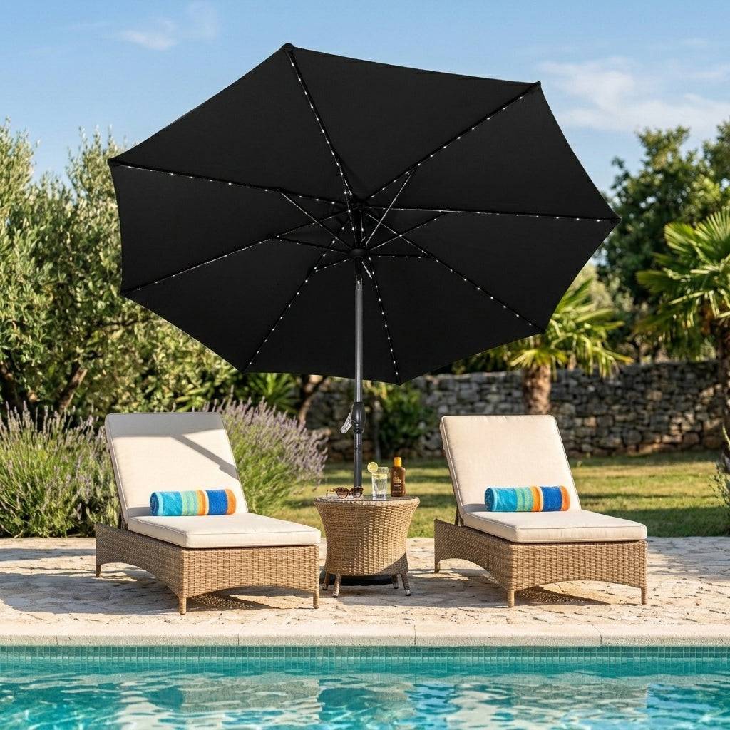 Monstershop - Parasol Inclinable à LED 2,7 m - Noir - Image 4