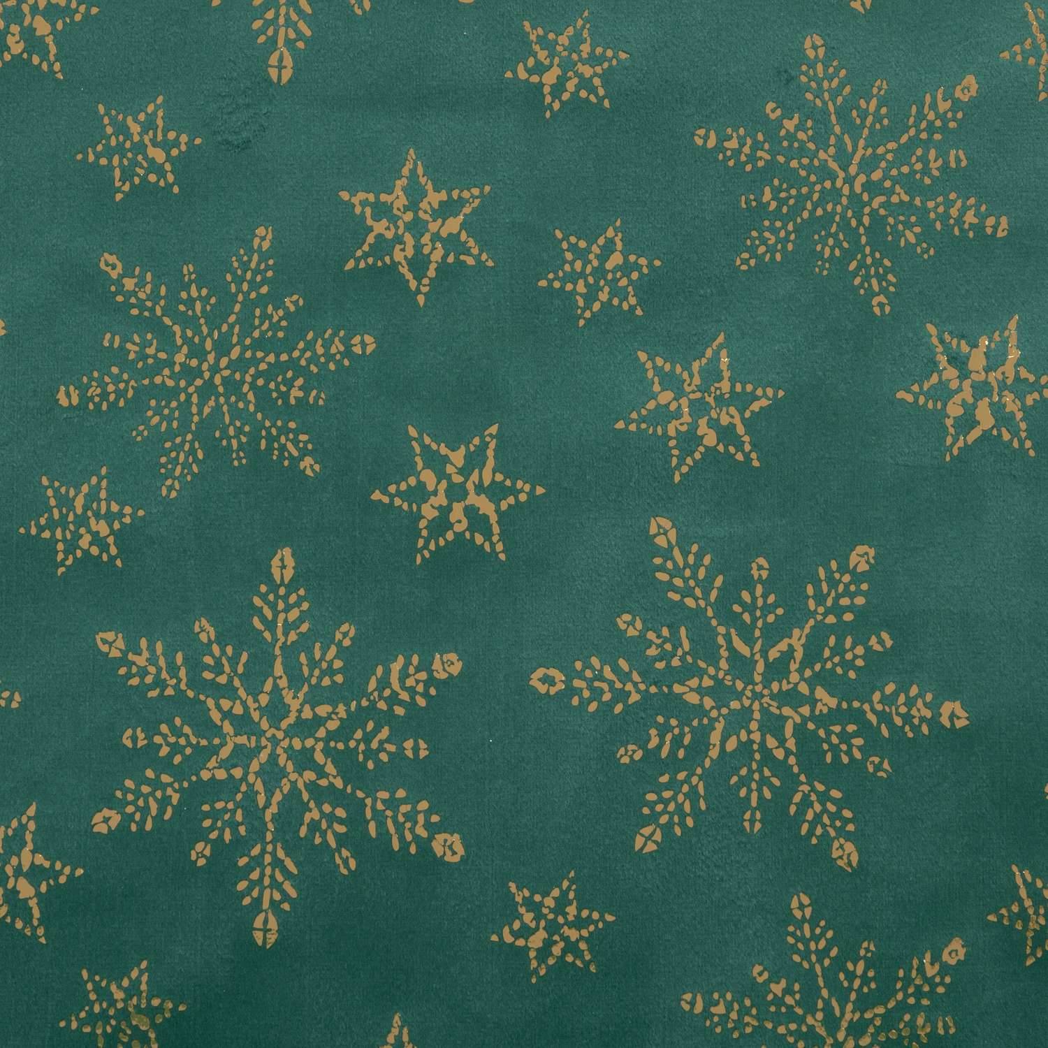 Atmosphera - Chemin de table de Noël flocon effet velours - Vert et doré - Atmosphera - Image 2