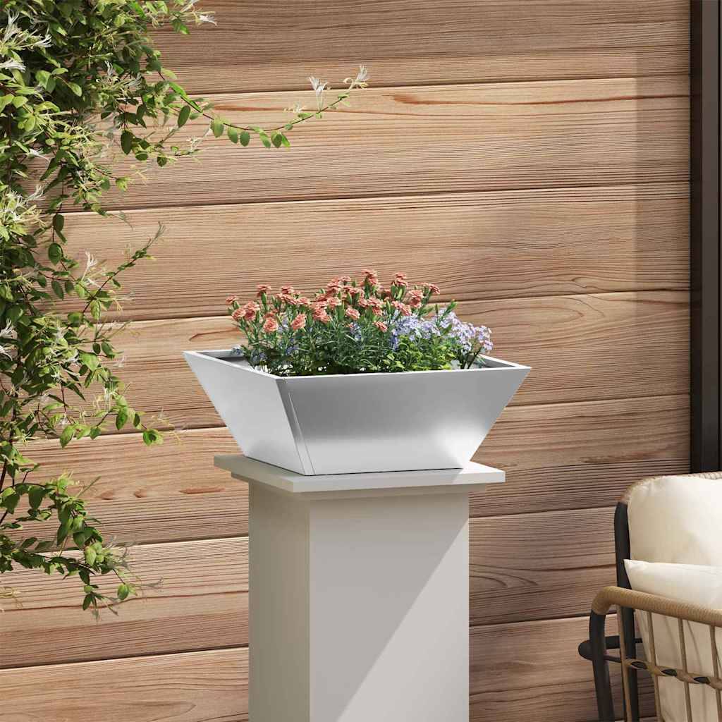 Maison Chic - Cache-pot | Bac à fleurs de jardin Argent 40 x 40 x 15 cm Acier galvanisé - Image 4