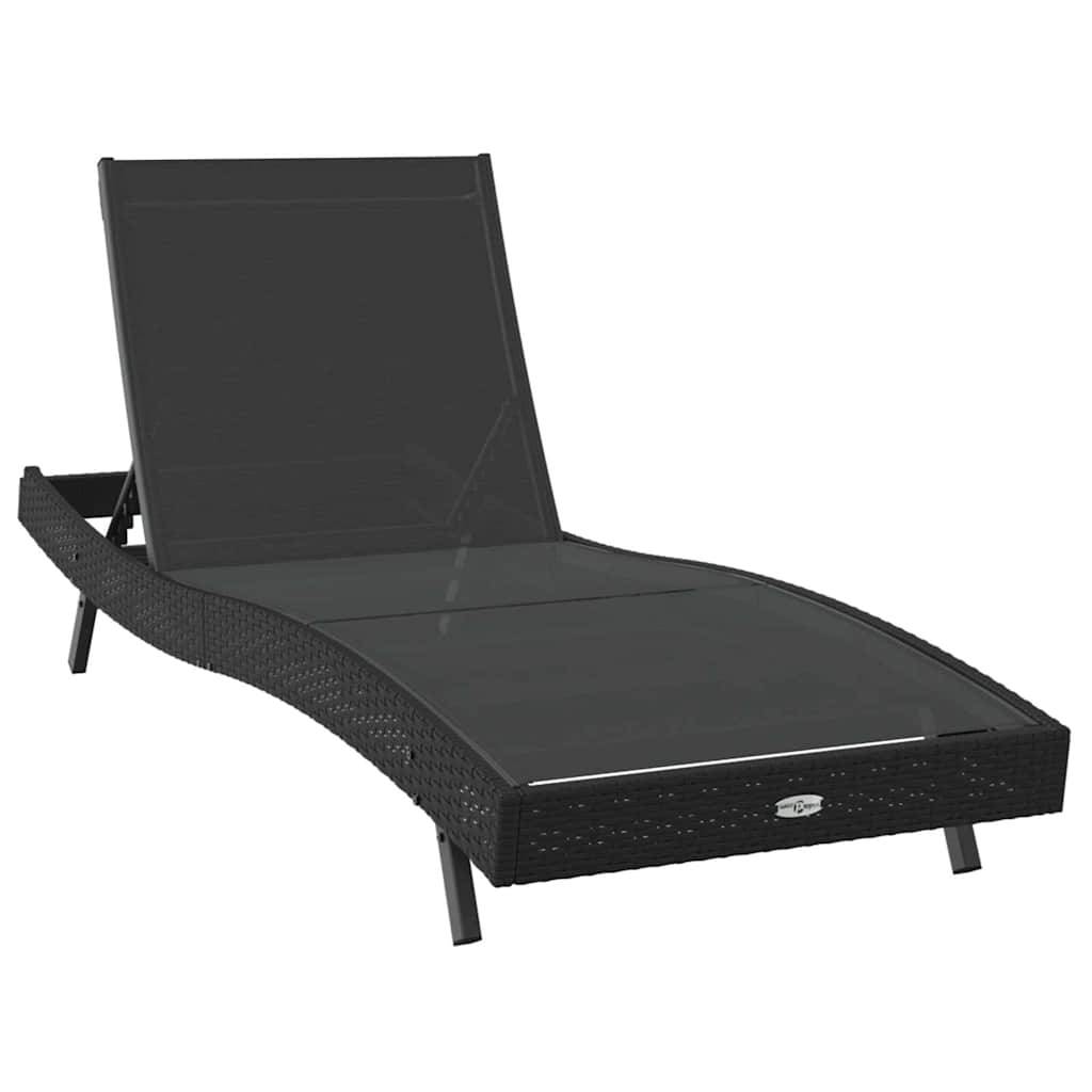 Transat polyrotin Noir avec Table 40 x 40 x 40,5 cm 197 x 70 x 82 cm - PANGIVO - Image 5