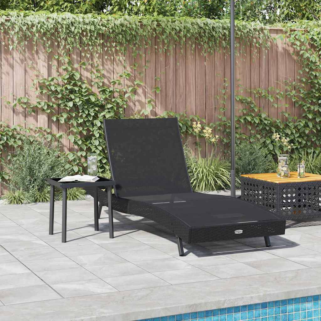 Transat polyrotin Noir avec Table 40 x 40 x 40,5 cm 197 x 70 x 82 cm - PANGIVO - Image 4