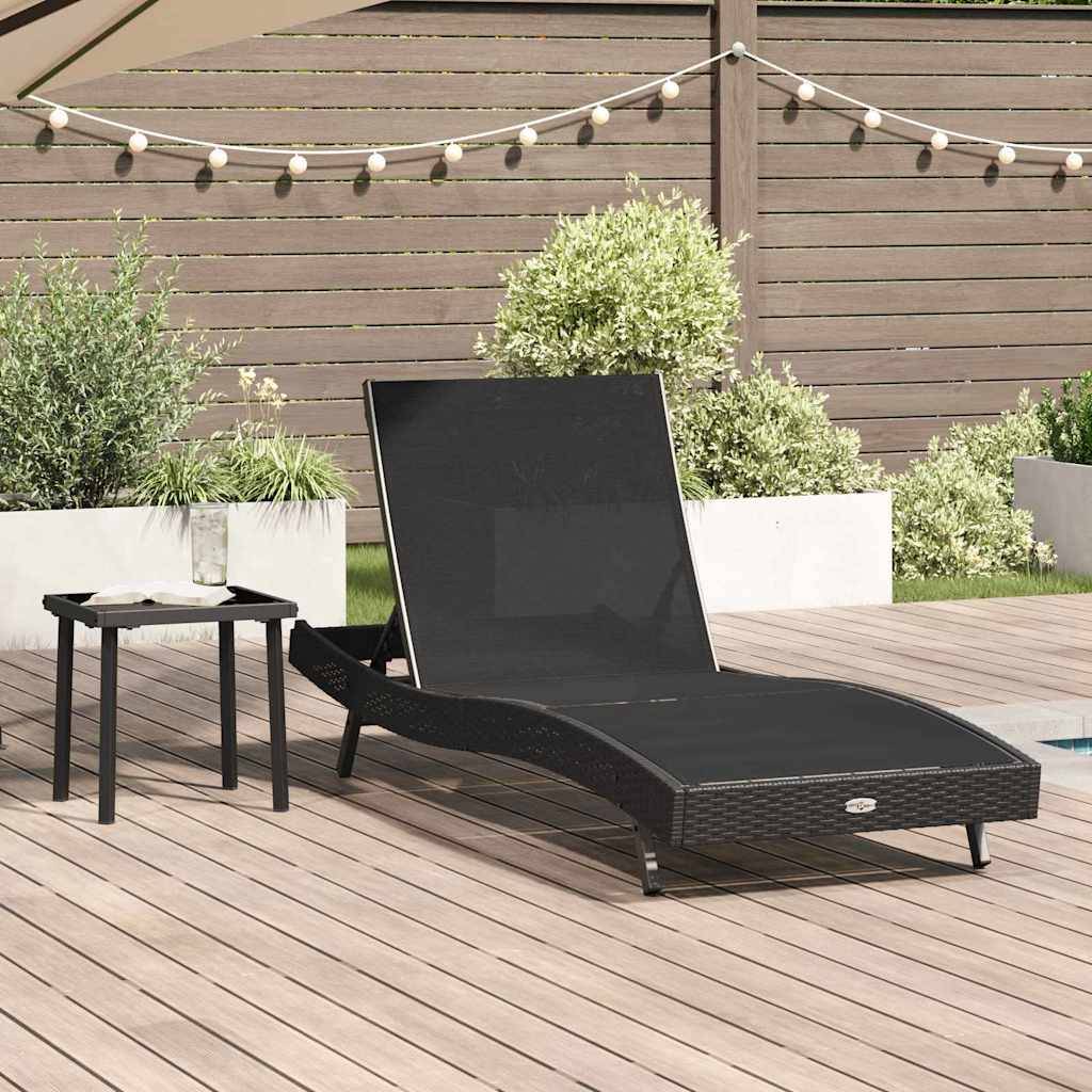 Transat polyrotin Noir avec Table 40 x 40 x 40,5 cm 197 x 70 x 82 cm - PANGIVO - Image 1
