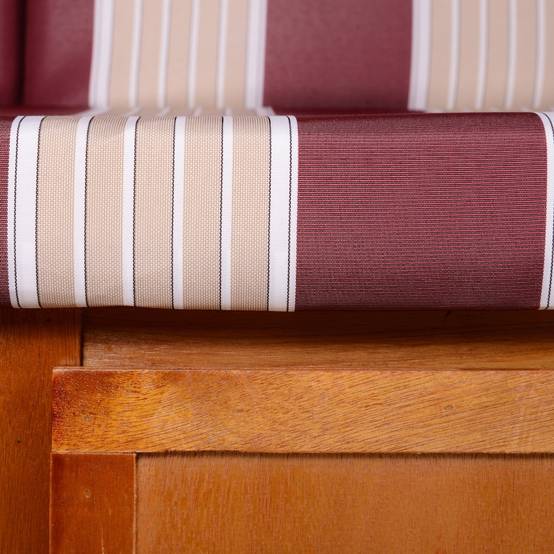 Cabine de plage 2 places bois résine tressée jardin dossier inclinable rouge blanc - ComfortXL Outdoor Living - Image 7