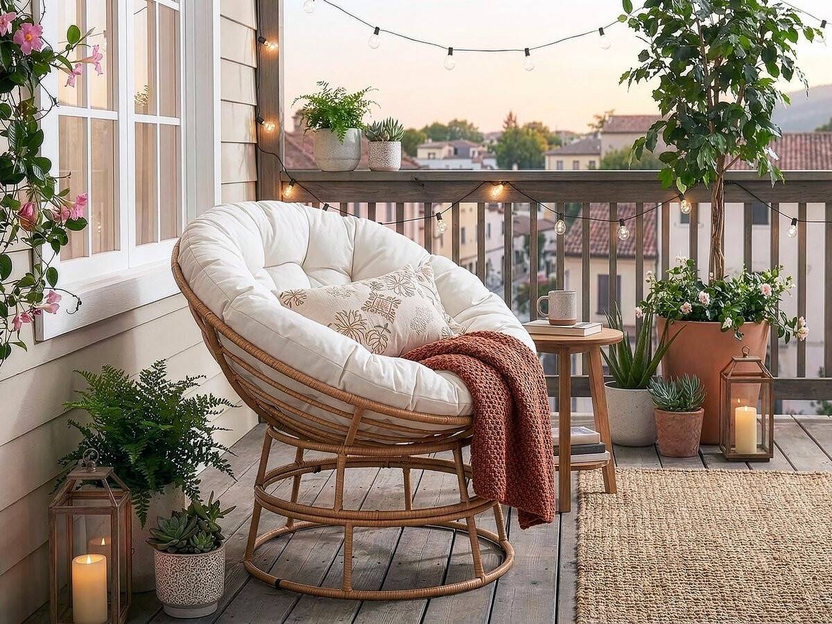 Fauteuil Papasan Intérieur/extérieur Style Loveuse "bali" - ø91cm - Beige -habitat Et Jardin - Image 2