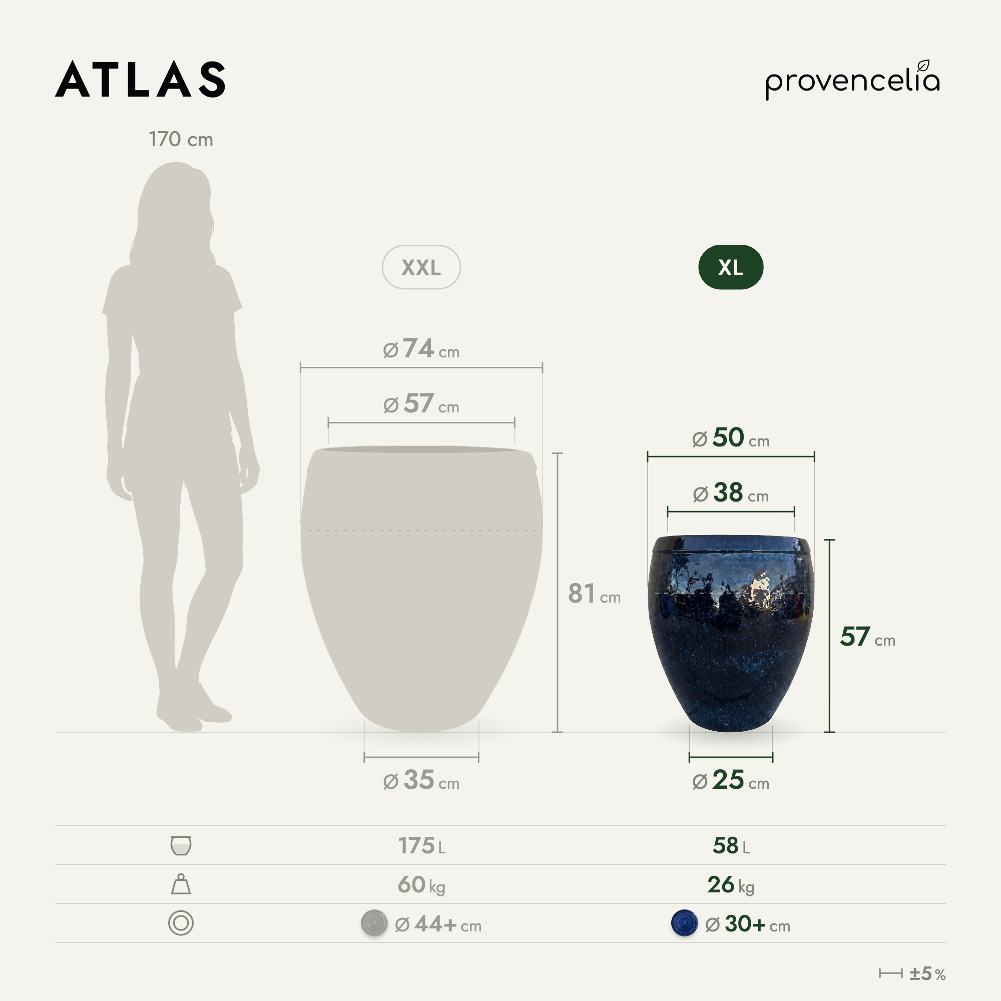 Provencelia - Pot ATLAS 52x58cm bleu nuit - Image 2