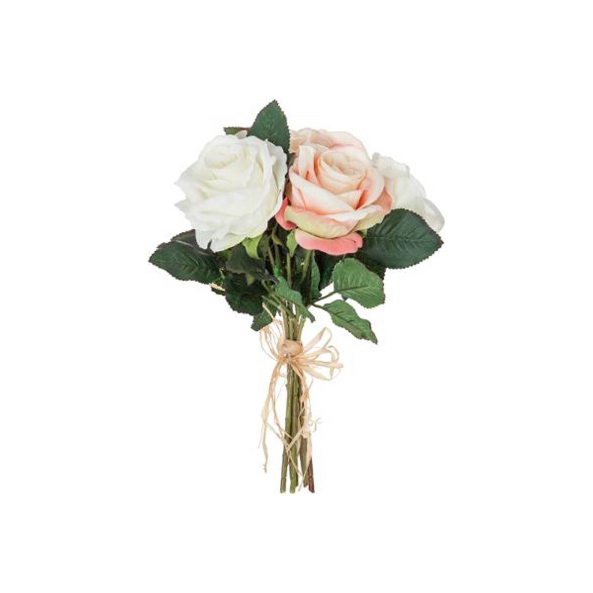 Bouquet de Fleurs artificielles 7 Roses vieillies D. 23 x H. 30 cm - Image 3