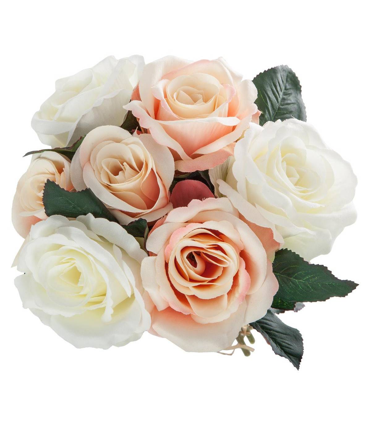 Bouquet de Fleurs artificielles 7 Roses vieillies D. 23 x H. 30 cm - Image 2