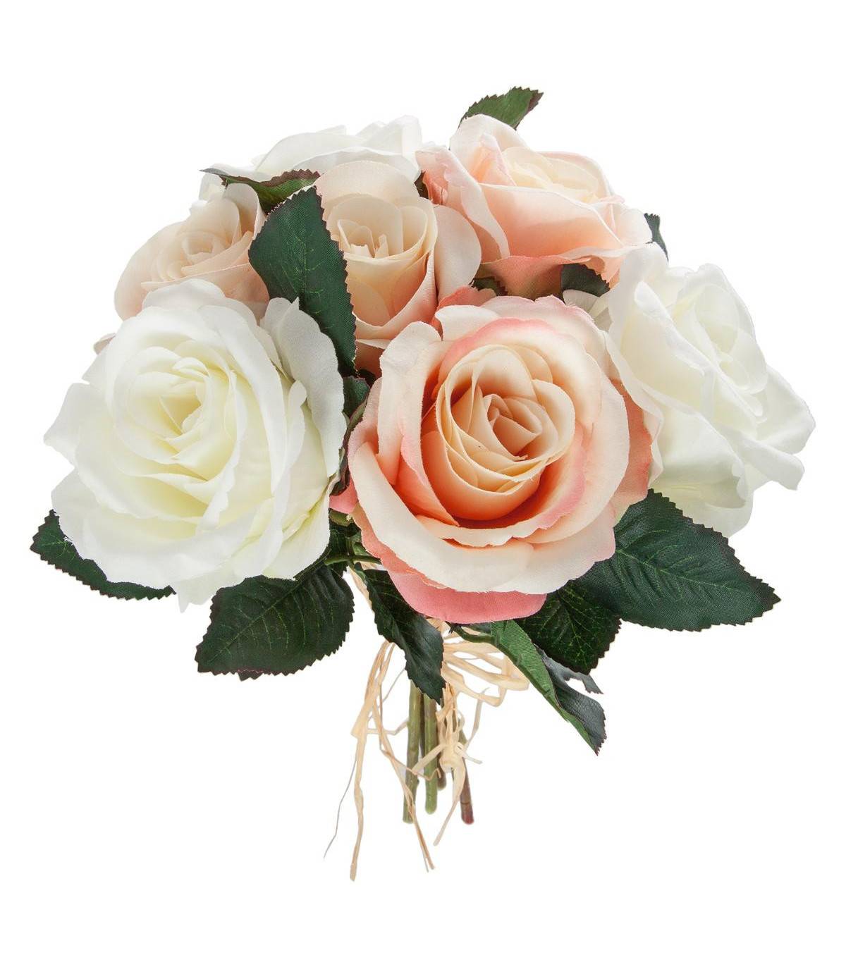 Bouquet de Fleurs artificielles 7 Roses vieillies D. 23 x H. 30 cm - Image 1