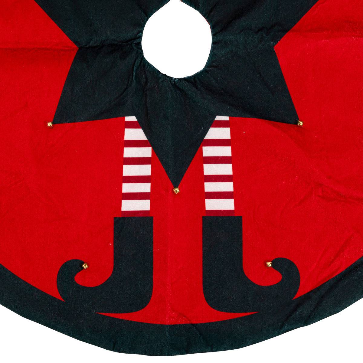 Déco de noël Tapis pour pied de Sapin Lutin Rouge et Vert foncé D 90 cm - Image 2