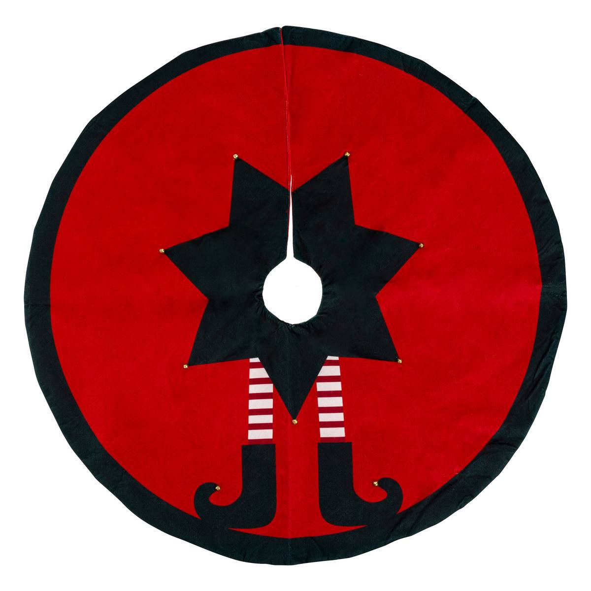 Déco de noël Tapis pour pied de Sapin Lutin Rouge et Vert foncé D 90 cm - Image 1