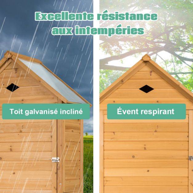Helloshop26 - Abri de jardin extérieur à 5 etagères cabane verrouillable en bois de sapin toit en tôle galvanisée - Image 5