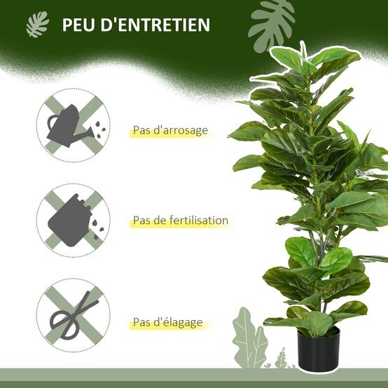 Lot de 2 plantes artificielles figuiers artificiels à feuilles arbre artificiel avec pot inclus hauteur 110 cm - Image 7