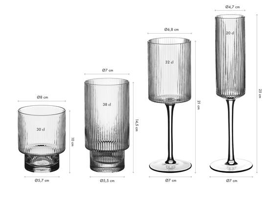 Lot de 24 Set Complet en Cristallin (cristal sans plomb) "LINJE", Bjorn - Image 3