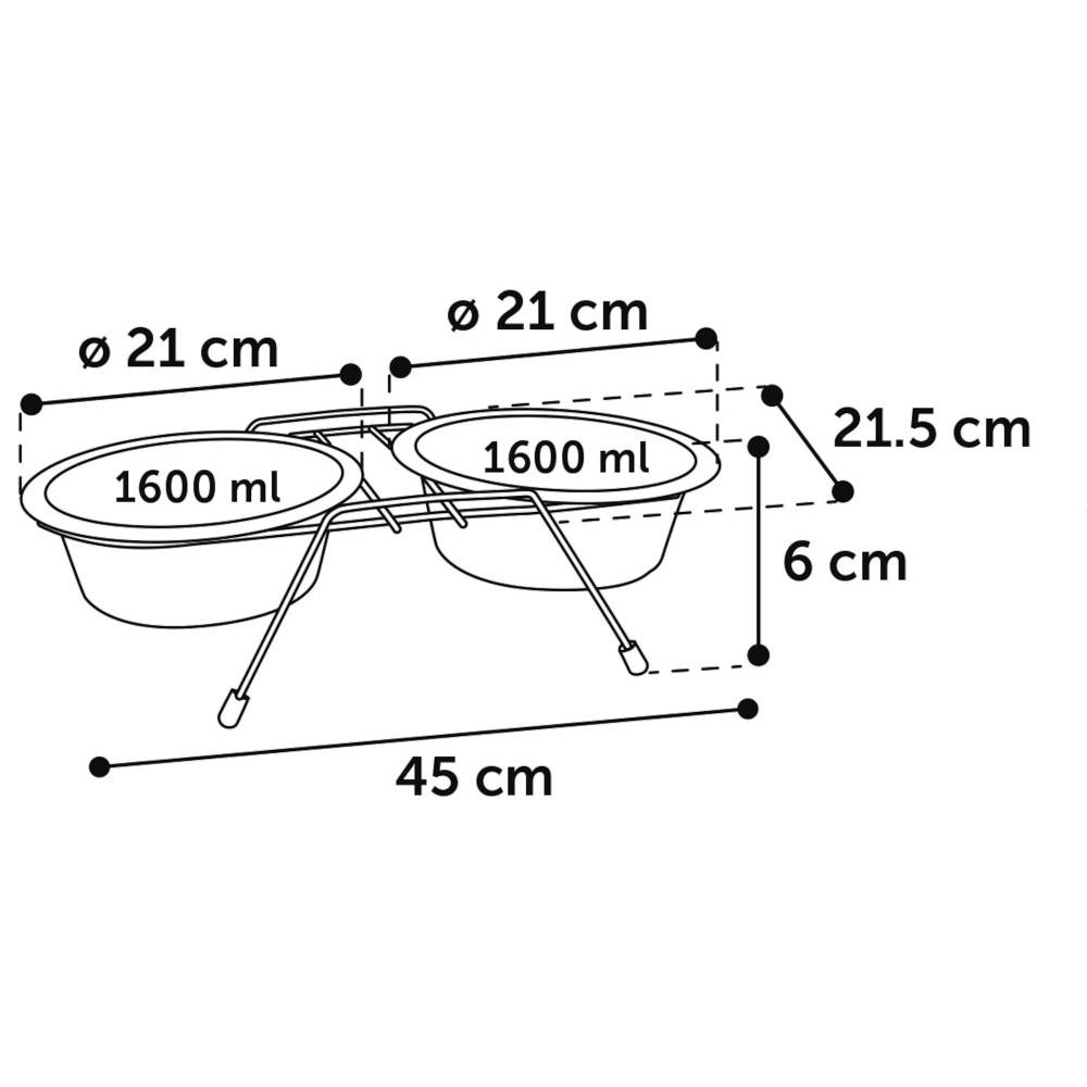 Ecuelle duo ø 21 cm, 1600 ml avec support Arjun, L, pour chien - Image 3