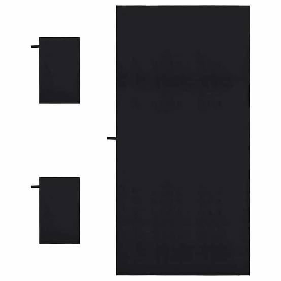 Set de serviettes de sport 3 pcs Noir Polyester et Polyamide Maison Chic - Image 4