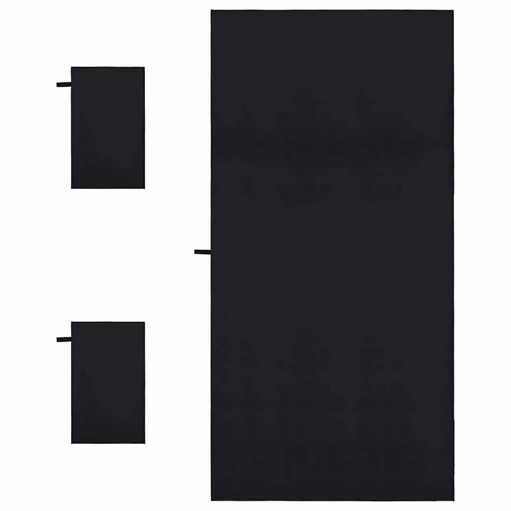 Set de serviettes de sport 3 pcs Noir Polyester et Polyamide Maison Chic - Image 4